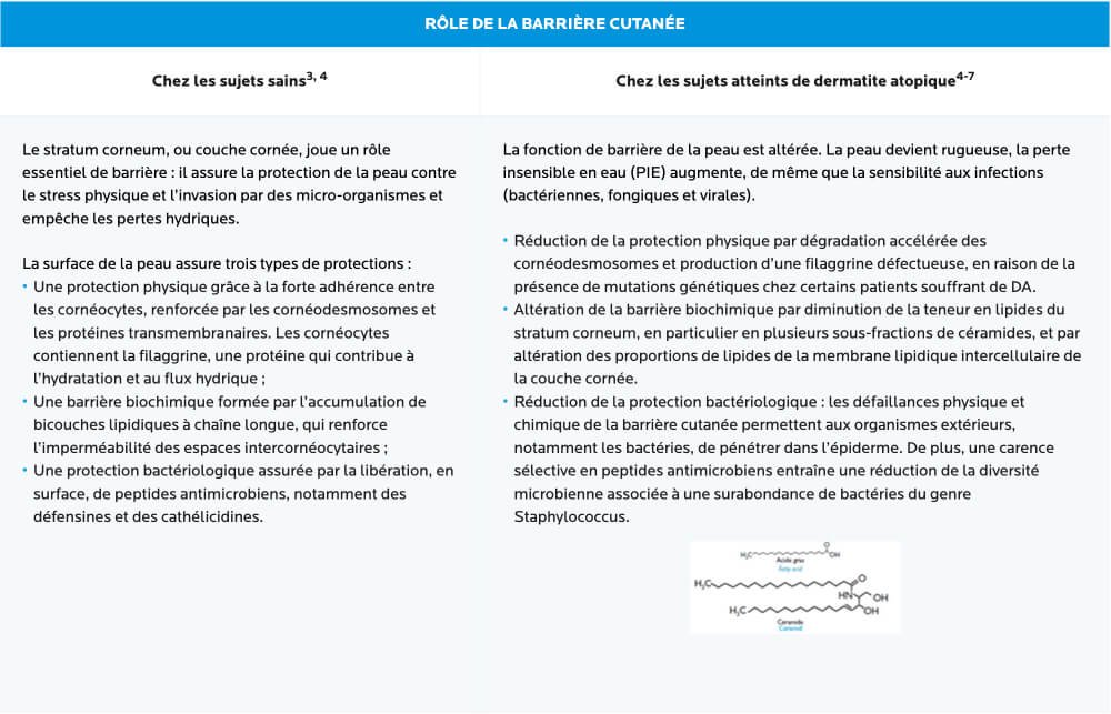 Dermocosmétiques utilisés en complément de la prise en charge de la dermatite atopique