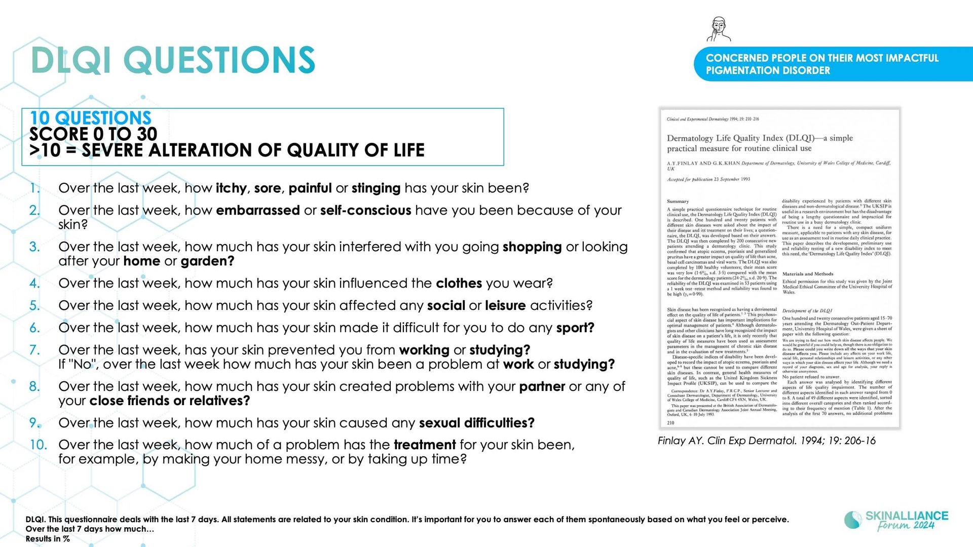 Epidemiological study of pigmentation disorders and impact on QOL and stigmatisation