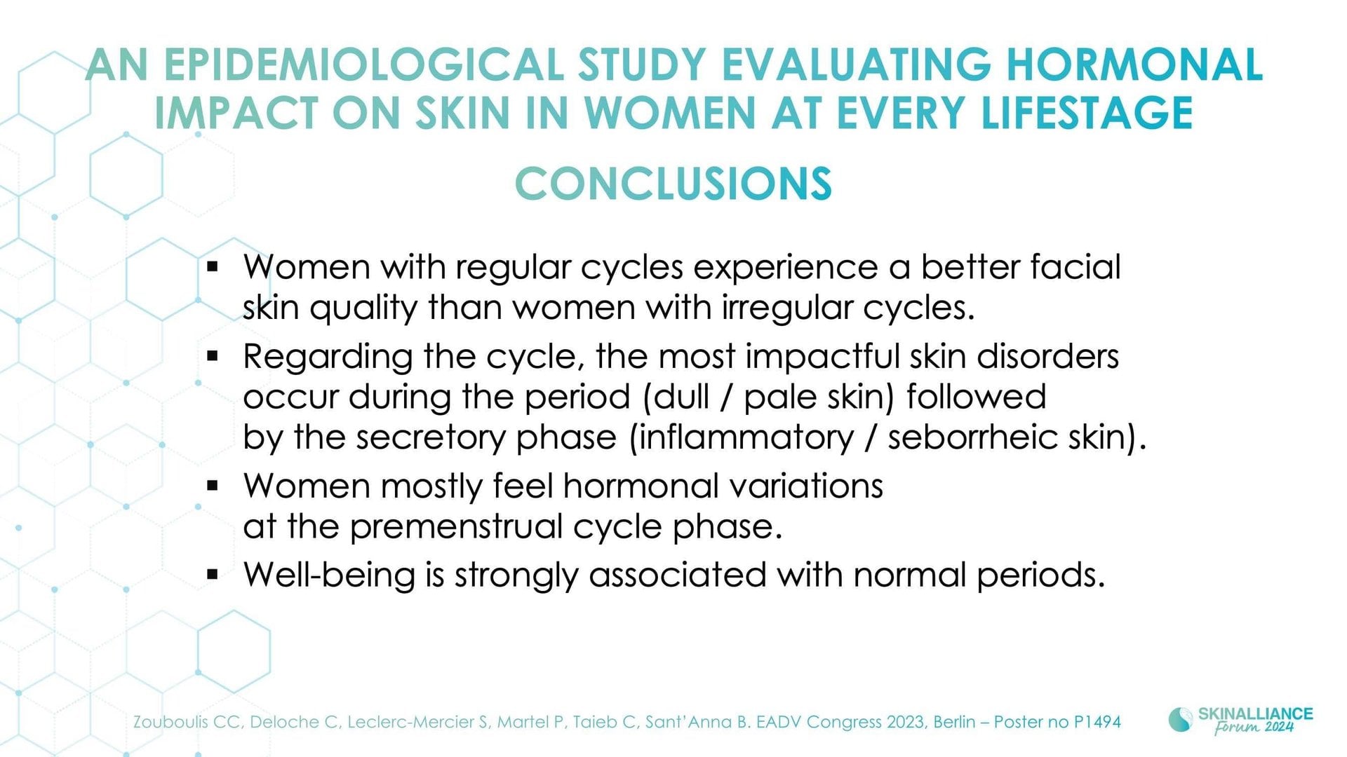 Skin conditions variations related to women's hormonal changes